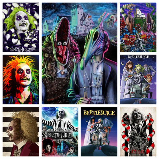 Tim Button beetlejuice 5d Diamond Painting Kit Halloween Ghost Michael Keaton Movie Mosaic Cross Stitch Diy Wall Decor Gift