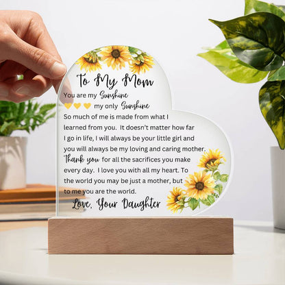 To My Mom | Printed Heart Acrylic Plaque