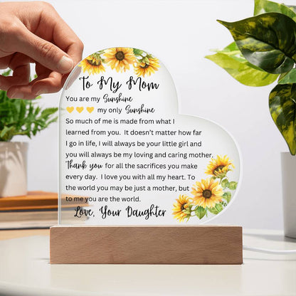 To My Mom | Printed Heart Acrylic Plaque