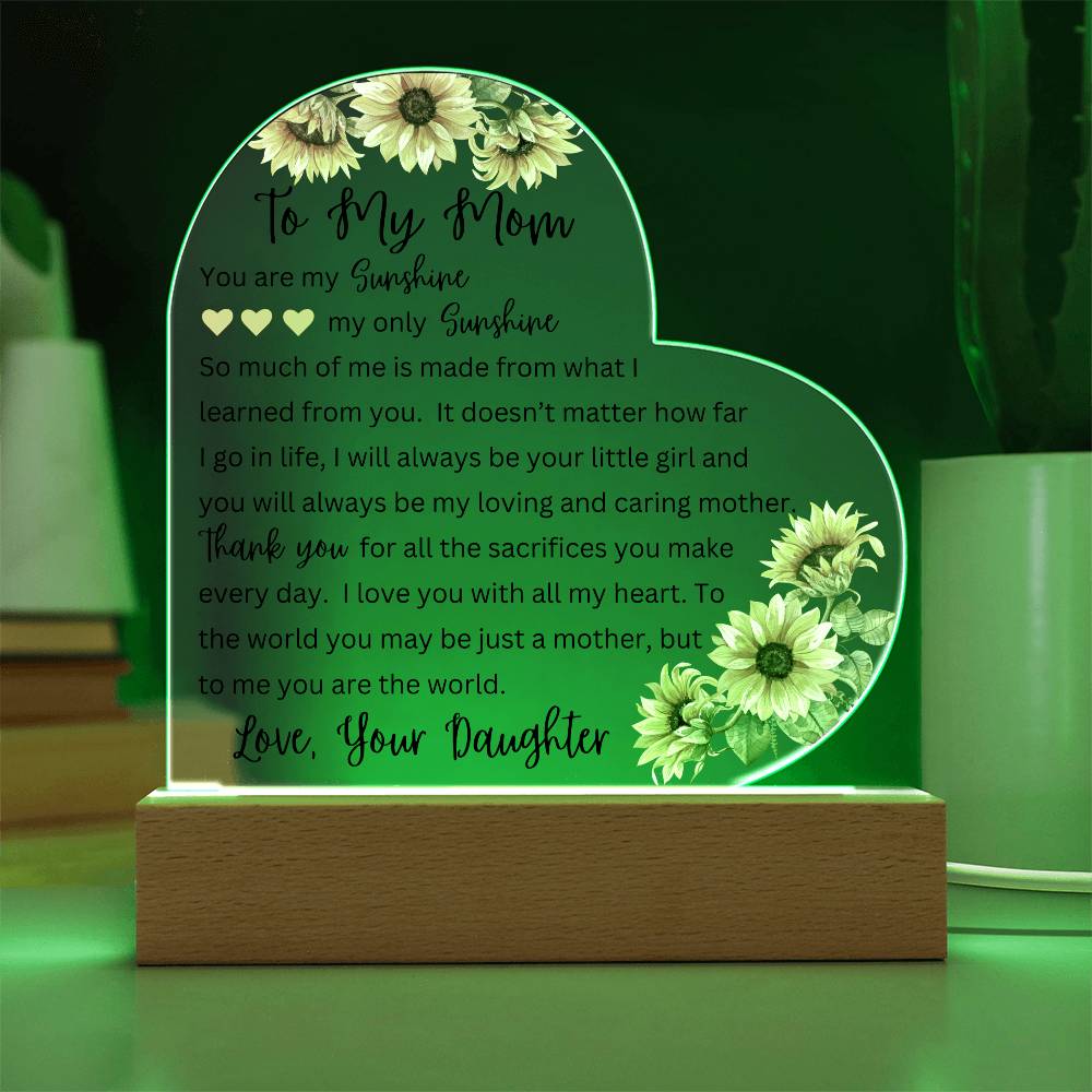 To My Mom | Printed Heart Acrylic Plaque