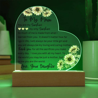 To My Mom | Printed Heart Acrylic Plaque