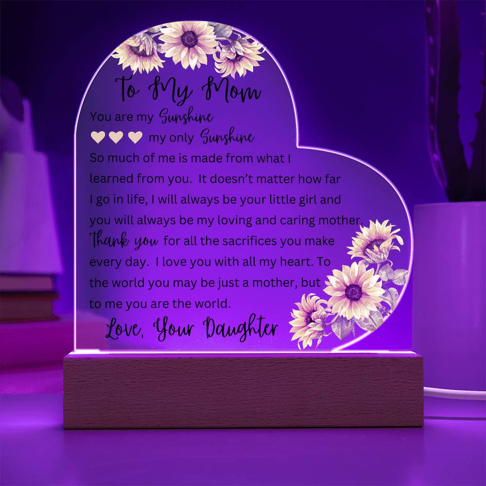 To My Mom | Printed Heart Acrylic Plaque