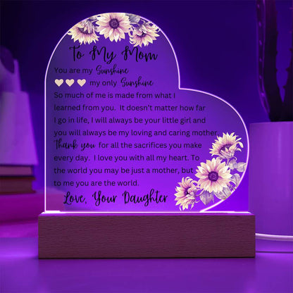 To My Mom | Printed Heart Acrylic Plaque