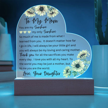 To My Mom | Printed Heart Acrylic Plaque