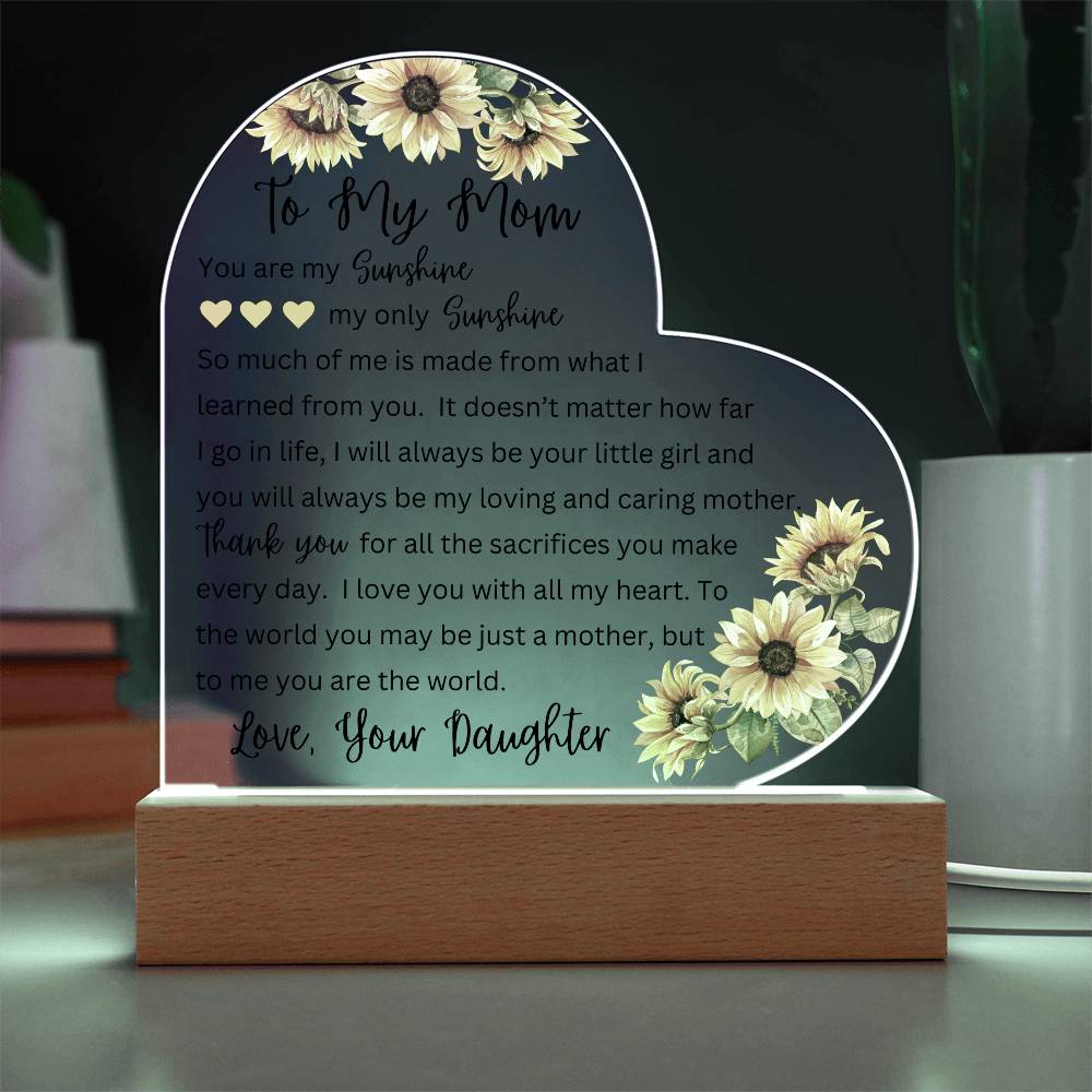 To My Mom | Printed Heart Acrylic Plaque