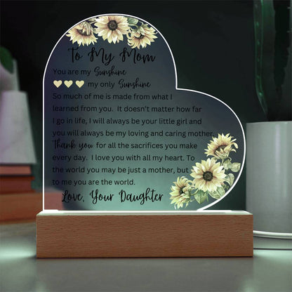 To My Mom | Printed Heart Acrylic Plaque