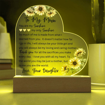 To My Mom | Printed Heart Acrylic Plaque